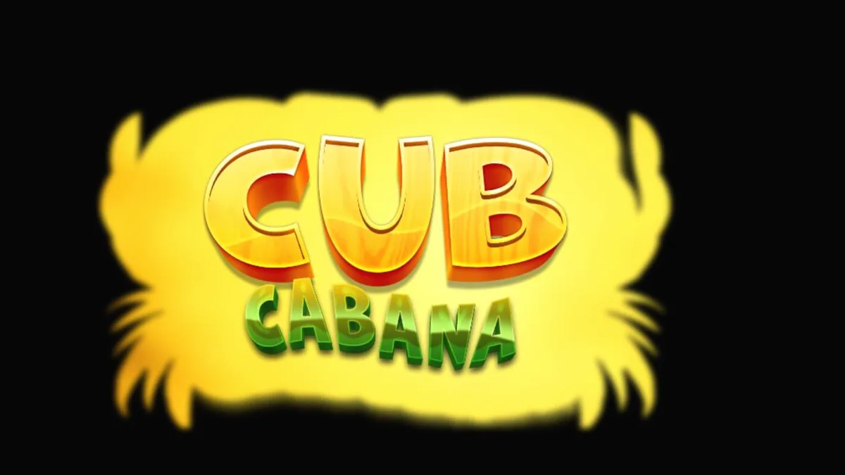 Pemandangan tropis yang cerah di slot Cub Cabana dengan simbol-simbol pesta pantai.