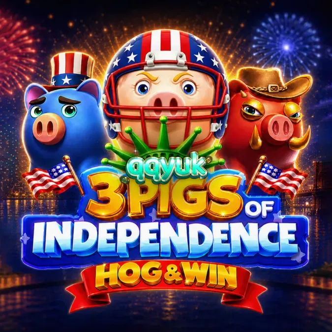 Tampilan visual mesin slot 3 Pigs of Independence Hog & Win dengan tema patriotik.